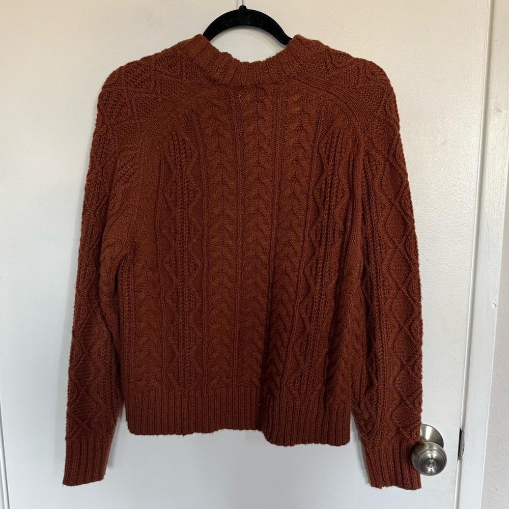 American Eagle Outfitters Rust Brown Cable Knit Sweater XS - Picture 4 of 5